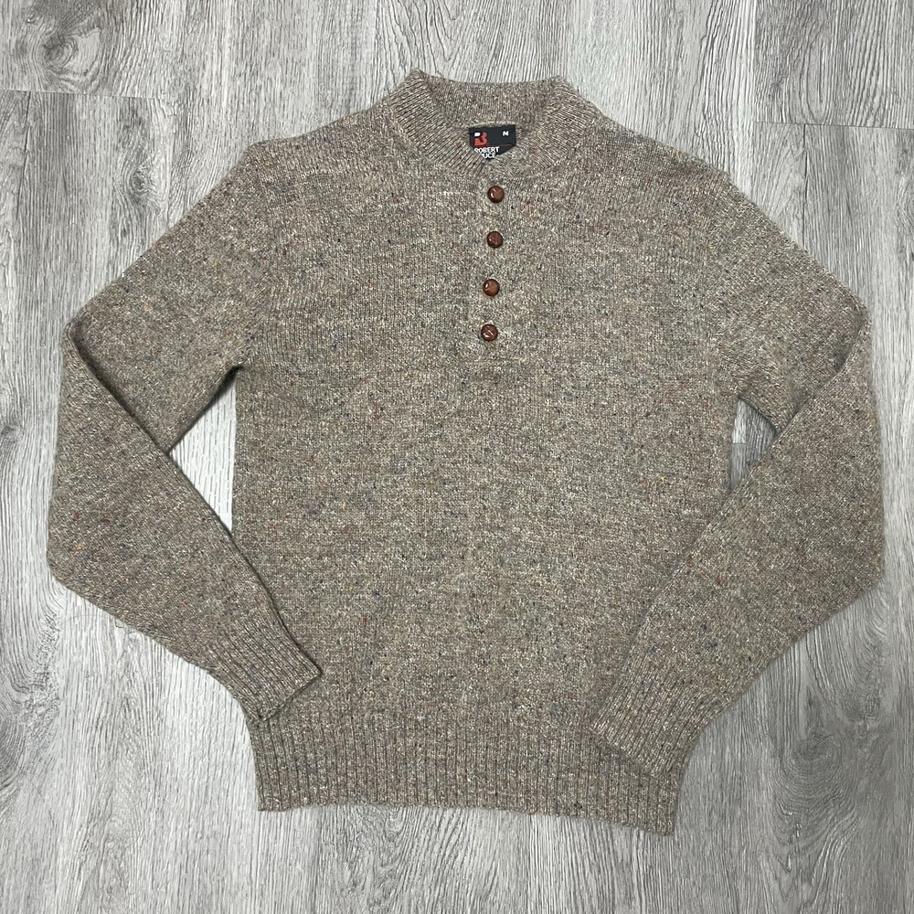 VTG Robert Bruce Sweater Womens Medium Brown Speckled Button Wool USA